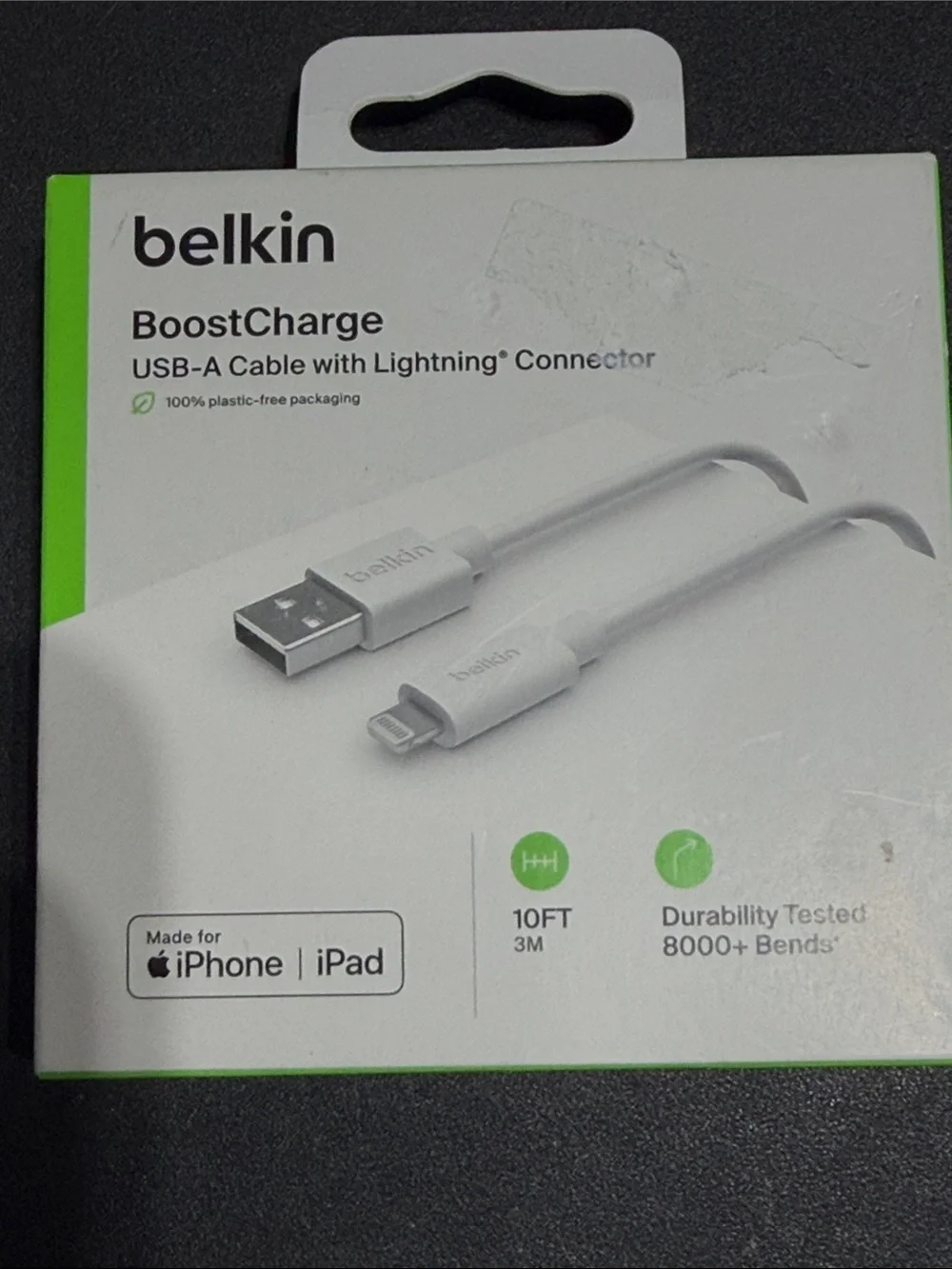 belkin BoostCharge USB-A to Lightning Cable in white